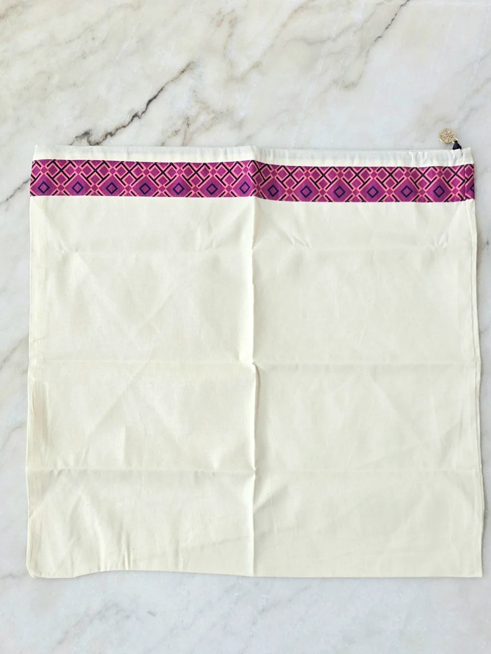 Tory Burch Reversible Logo Dust Bags And Shopping Bags In Navy & Turquoise